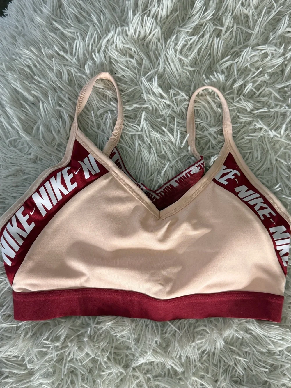 Nike Pink & Burgundy Logo-Trim Sports Bralette